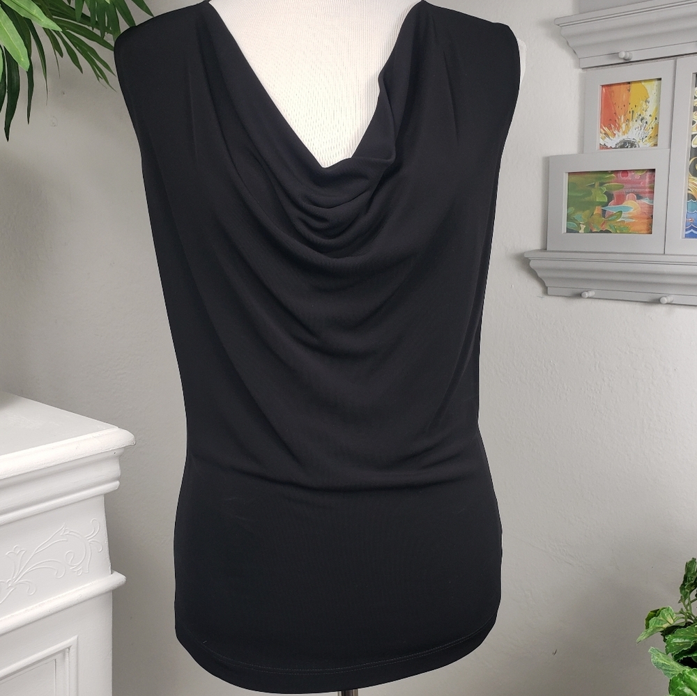 Akris Black Cowl Neck Sheer Pullover Basic Sleeve… - image 2